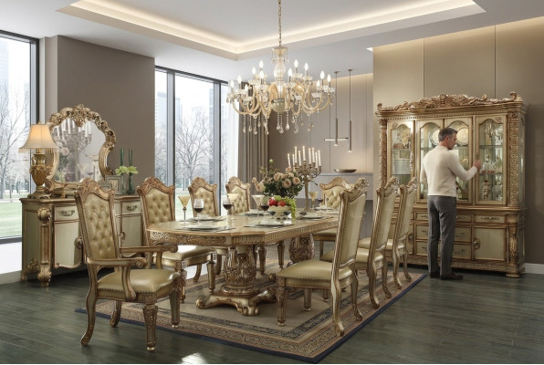 Dining room set suite display cabinet table 8x chairs dresser mirror baroque