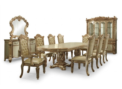 Dining room set suite display cabinet table 8x chairs dresser mirror baroque
