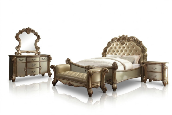 Bed 2x Nightstand 3-piece. Classic Bedroom Set Luxury Baroque Rococo