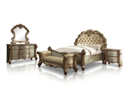 Bed 2x Nightstand 3-piece. Classic Bedroom Set Luxury Baroque Rococo