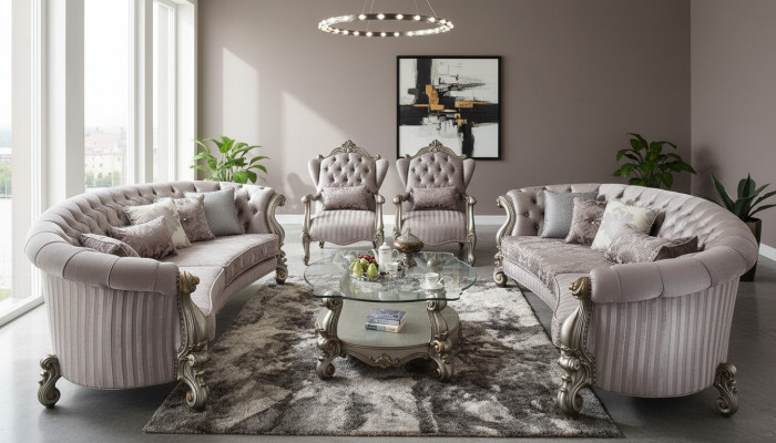Unique Chesterfield luxury furniture set, 4 pieces: 2 round sofas + 2 armchairs