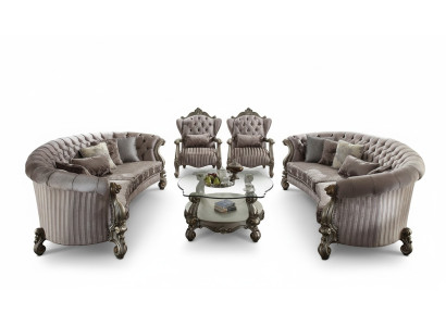 Unique Chesterfield luxury furniture set, 4 pieces: 2 round sofas + 2 armchairs