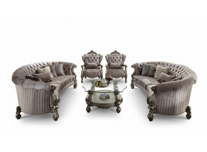 Unique Chesterfield luxury furniture set, 4 pieces: 2 round sofas + 2 armchairs
