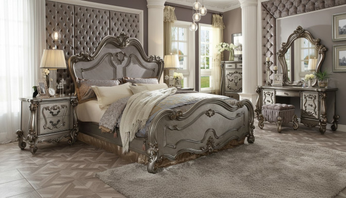 Chesterfield Baroque Bed Double Bed 2x Nightstands Wood Design Beds