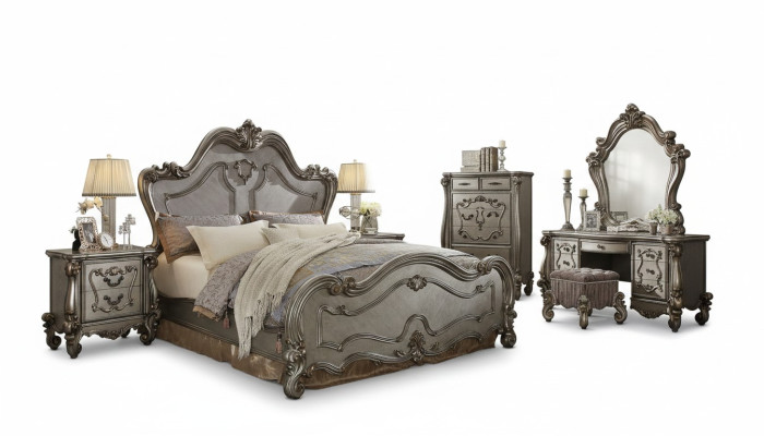 Classic Bedroom Set Bed 2x Nightstand Chest of Drawers Mirror 5-piece.