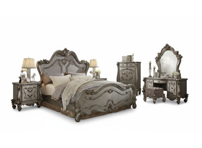 Classic Bedroom Set Bed 2x Nightstand Chest of Drawers Mirror 5-piece.