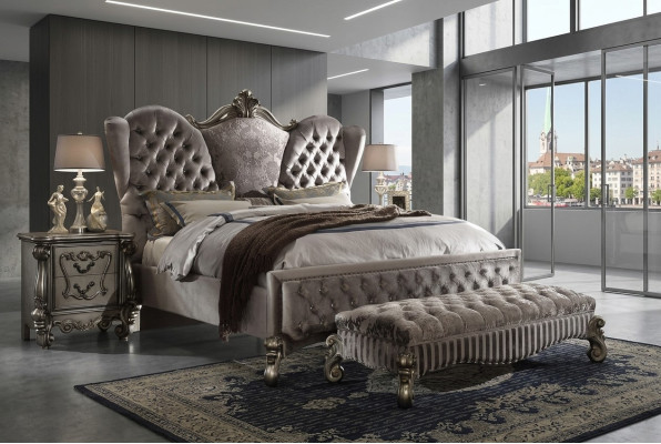 Upholstered bed luxury double bedroom designer bed wooden beds