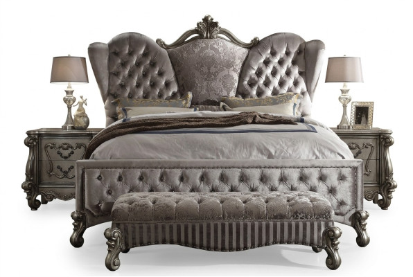 Upholstered bed luxury double bedroom designer bed wooden beds