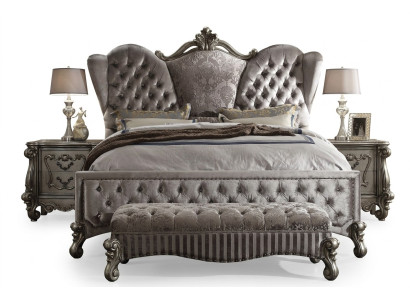 Upholstered bed luxury double bedroom designer bed wooden beds