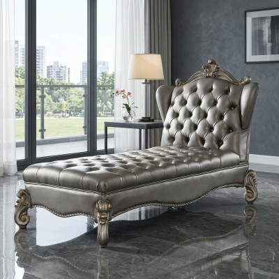 Chesterfield chaise longues chaise lounge leather sofa relax silver baroque