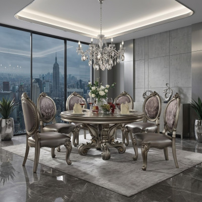 Luxury Design Upholstered Chair Chairs Seat Backrest Decor Dining Room Wood Leather Chair