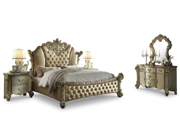 5-piece furniture set bed + 2x nightstand + dresser + mirror bedroom