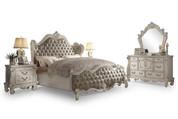 Design luxury bedroom set bed decor 2x nightstands dresser suite