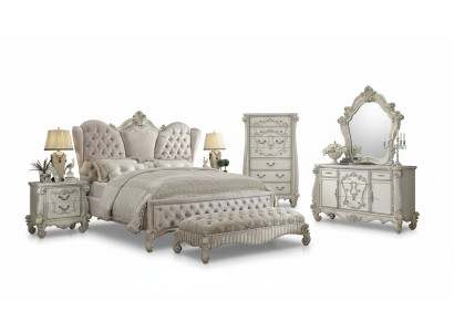 Design bedroom 6-piece: bed, 2x bedside table, stool, dresser, mirror