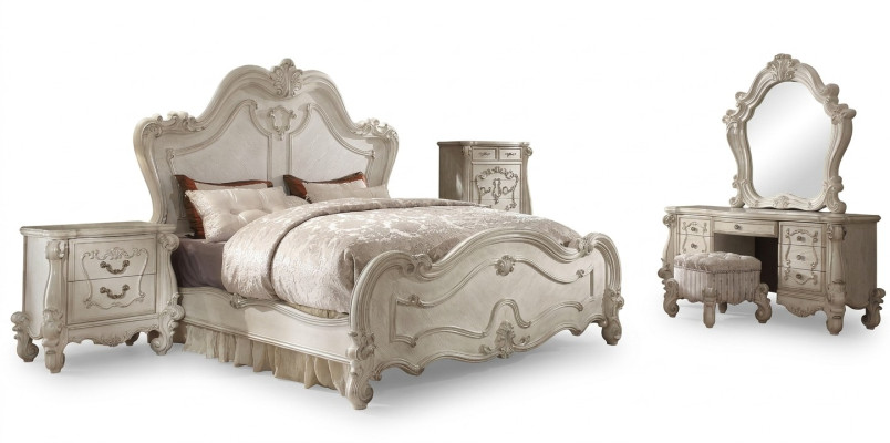 Classic bedroom set bed nightstand stool dressing table mirror