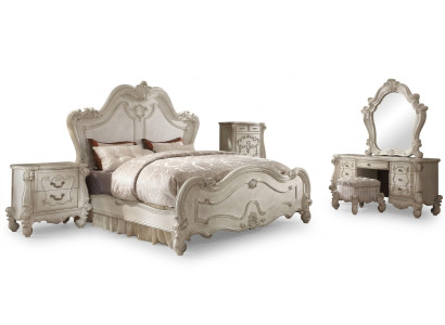 Classic bedroom set bed nightstand stool dressing table mirror