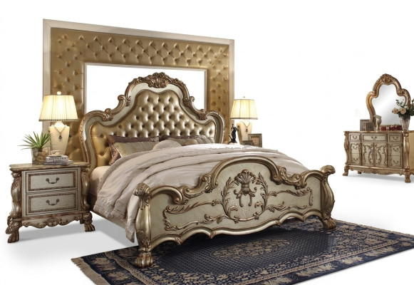 Classic Bed Baroque Chesterfield Rococo Style Hotel Double Leather Antique