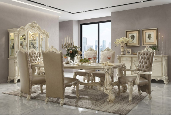 Royal 7-piece Dining Room Set Rococo-Baroque Table with 6 Chairs