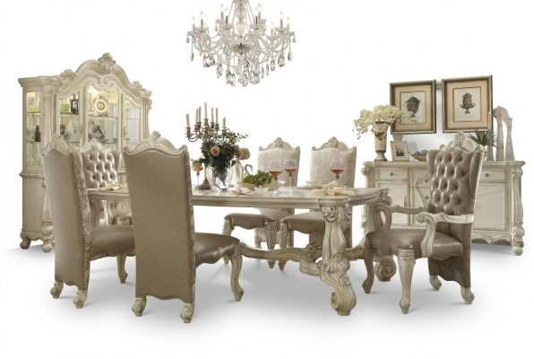 Royal 7-piece Dining Room Set Rococo-Baroque Table with 6 Chairs
