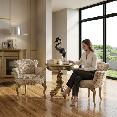 Round side table wooden table coffee table sofa living room design