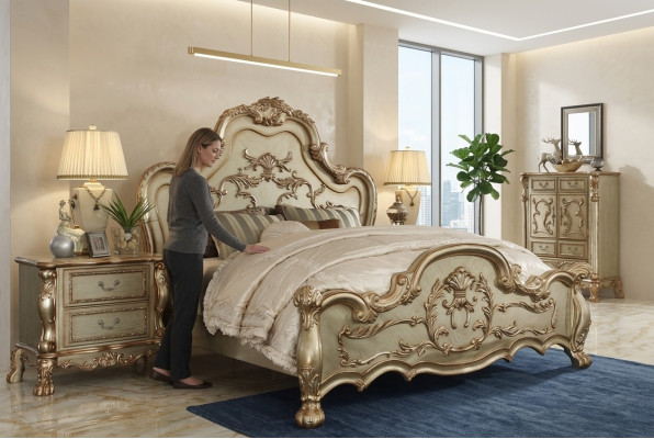 Bed Design Double Bed Luxury Classic Baroque Rococo Chesterfield New