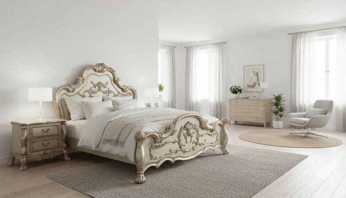 Bed Design Double Bed Luxury Classic Baroque Rococo Chesterfield New
