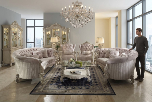Baroque upholstered sofa set seating living landscape sofa cushion ensemble sofas 4-piece set.