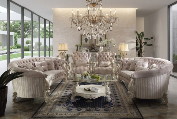 Baroque upholstered sofa set seating living landscape sofa cushion ensemble sofas 4-piece set.