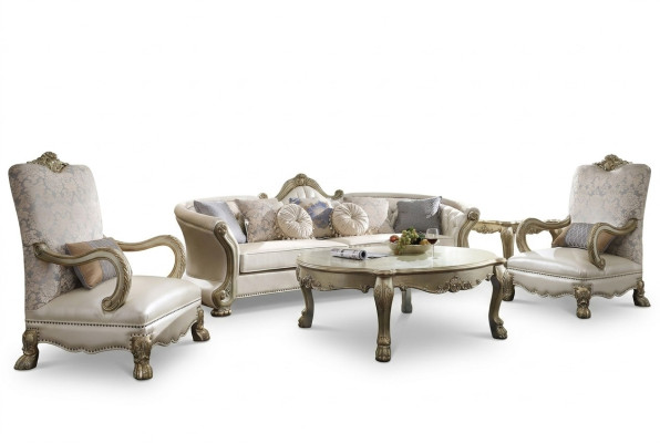 Exclusive hand-carved four-seater XXL couch Baroque Rococo leather sofa