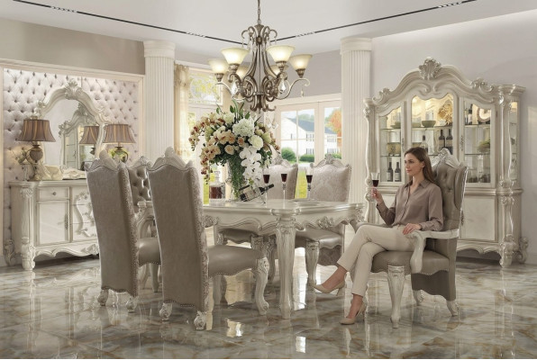 Royal dining room set Baroque-Rococo dining room furniture 6x chairs dining table 7-piece set