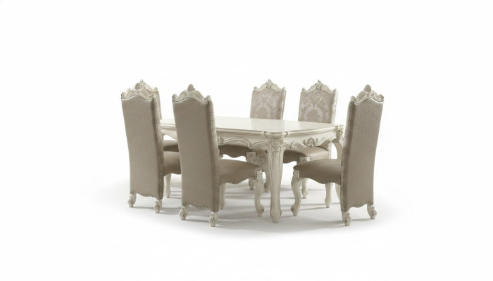 Royal dining room set Baroque-Rococo dining room furniture 6x chairs dining table 7-piece set