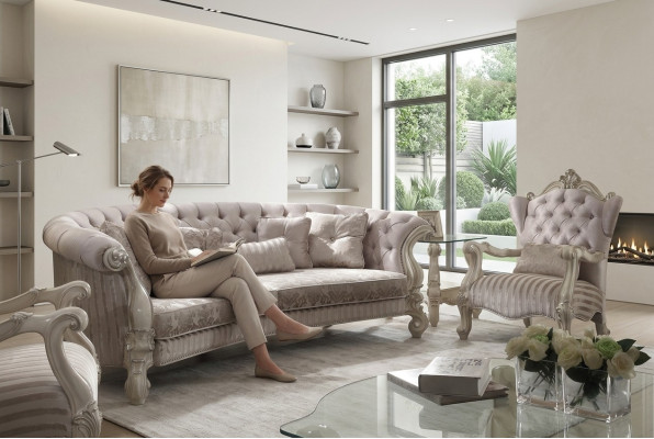 Chesterfield Sofa 4-Seater Couch Upholstery Luxury Classic Textile Sofas Baroque