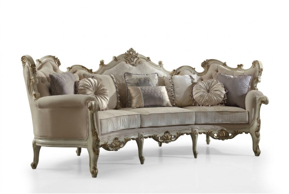 Exclusive hand-carved four-seater XXL couch Baroque Rococo textile sofa