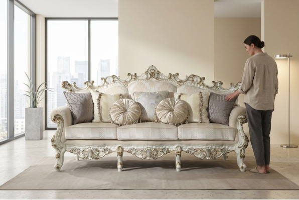 Luxury Sofa Design Couch Upholstery Classic Furniture Three-Seater Three-Seater