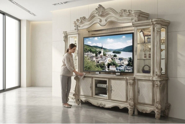 Classical wall unit TV wall wood style baroque shelf living room furniture