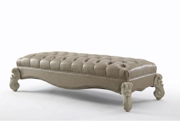 Stool Side Chaise Lounge Footstool Chesterfield Leather Ottoman Baroque Rococo