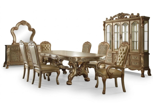 Classic Dining Table Luxury Chesterfield Chairs Design Dining Room Set 9-piece.