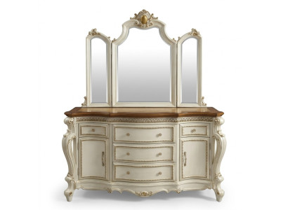 Buffet Sideboard Dresser with Mirror Handcrafted Real Wood Rococo Baroque