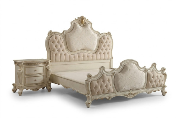 Classic Bed Baroque Chesterfield Rococo Hotel Style Double Leather Antique