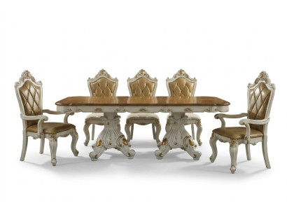 Wooden dining table in the living room