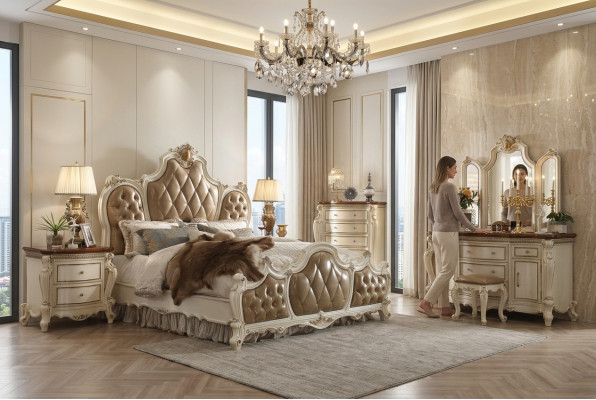 Luxury Chesterfield Beds Leather Royal Palace Bed Hotel Double Bed