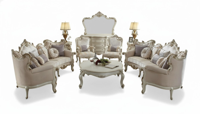 Half-round Four-Seater Living Room Couch Textile Baroque Rococo Luxury Sofa