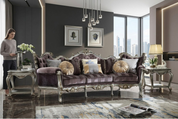 Classic four-seater living room couch textile Rococo Baroque luxury sofa