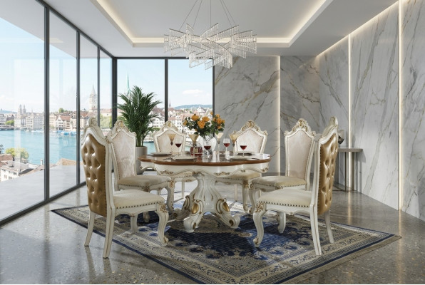 Round dining room table round wood round classic tables rococo baroque style