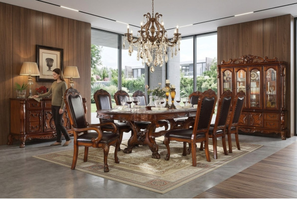 Dining room suite table 6 armchair sideboard dresser suite display cabinet