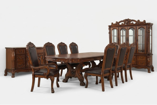 Dining room suite table 6 armchair sideboard dresser suite display cabinet