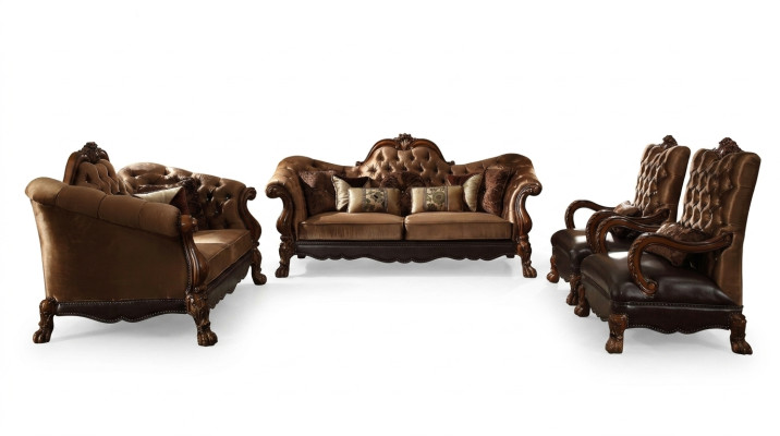 Classic sofa set 3+2+1 seater sofa couch upholstery textile Chesterfield