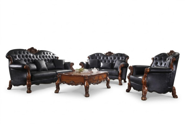 Complete set sofa suite 3+1 seater wood living landscape 2-piece group