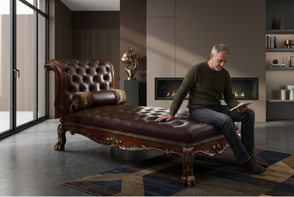 Chaises longues Chesterfield Lounger Ottoman Chaise Sofa Couch Chesterfield