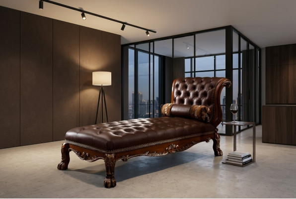 Chaises longues Chesterfield Lounger Ottoman Chaise Sofa Couch Chesterfield